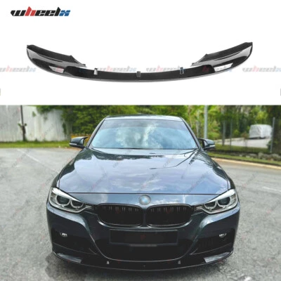 WHEELX FOR BMW F30 F31 3 SERIES M STYLE FRONT LIP SPOILER SPLITTER GLOSS BLACK 12-2018