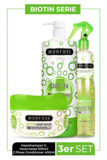 Morfose Biotin Haarpflege Set &bull; Shampoo &bull; Maske &bull; 2-Phasen Conditioner &bull; Gr&uuml;n