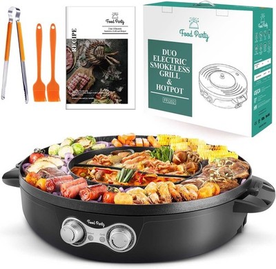 Food Party Elektrischer Hot Pot Koreanischer BBQ Grill Abnehmbare Kochplatte - 42 cm