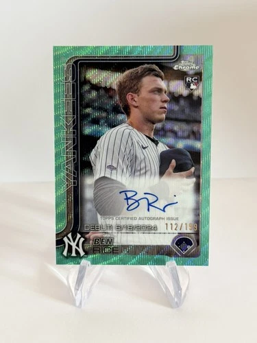 Topps 2025 Chrome Ben Rice Yankees RC Auto Aqua Wave Refractor /199 CRDA-BR