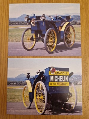 Konvolut 2 Postkarten L Éclair Erster Rennwagen Reifen Michelin
