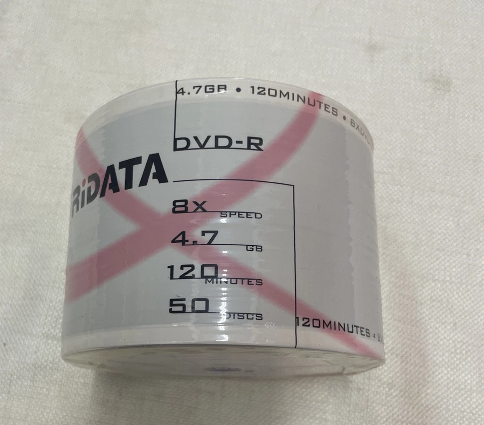 50 RIDATA Blank 8X  DVD-R Ink-Jet White  4.7GB Recordable Media Discs - Image 2 of 3