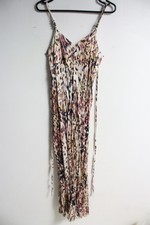 Ex High Street Womens Leopard Print Crinkle Strappy Maxi Dress - Small (e40)