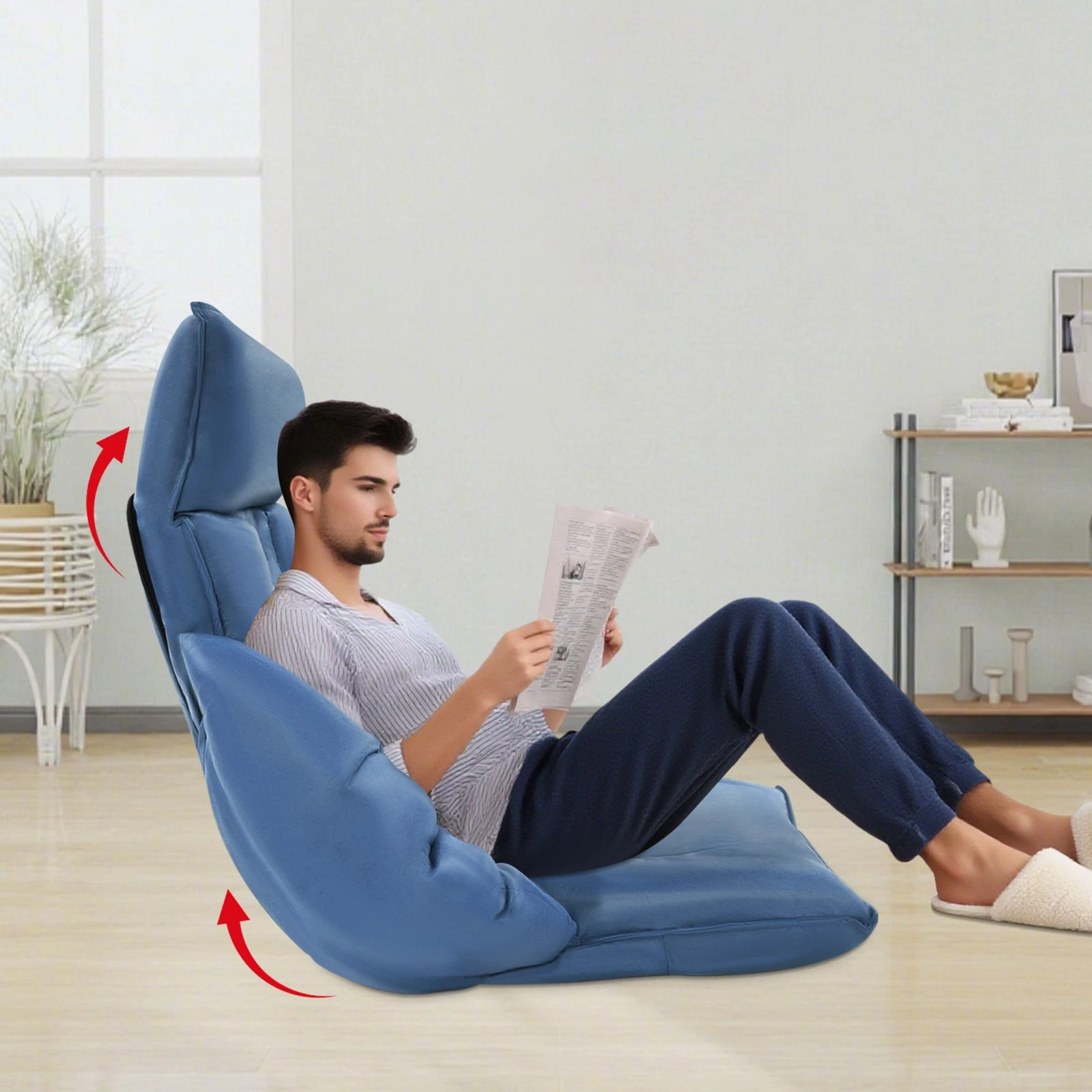 Adjustable Lazy Sofa Floor Chair Floor Seating with Armrests 127*75cm 220lbs NEW