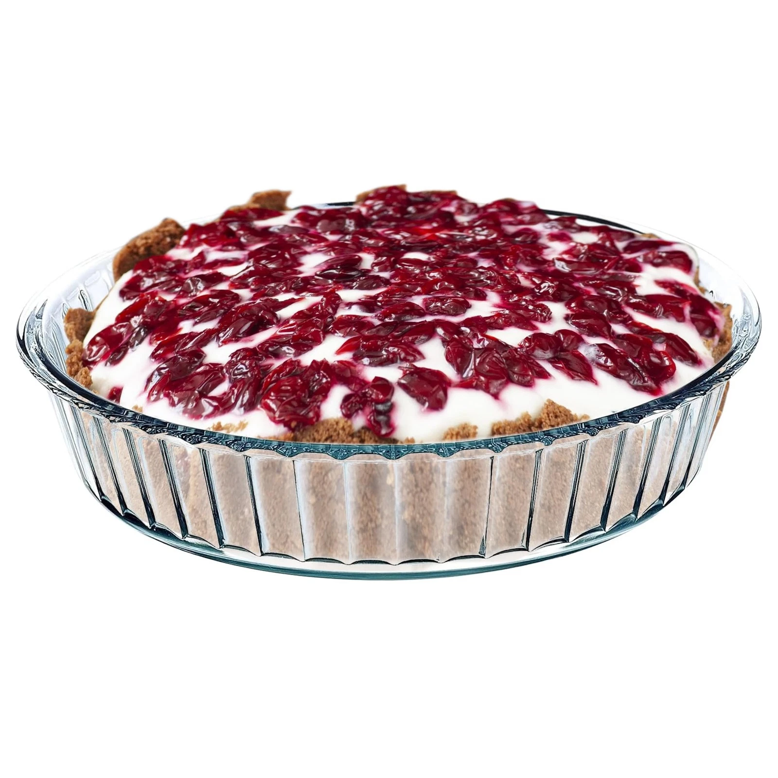 Glass Pie Pan for Baking, 10.25 Inch Deep Round Pie Plate Dish Great For Appl...
