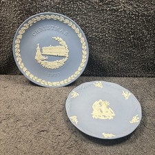 2 x Wedgwood Blue Jasperware 1979 Christmas Plate + Nativity Plate 1997