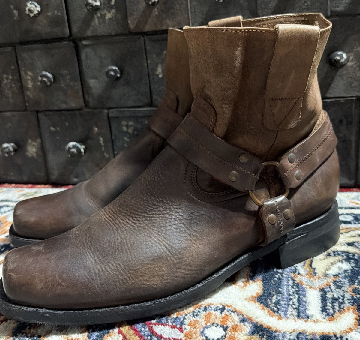 Bed Stu Men\'s 10 Leather Ankle Boots Brown Western Biker Fellow Men main image 2