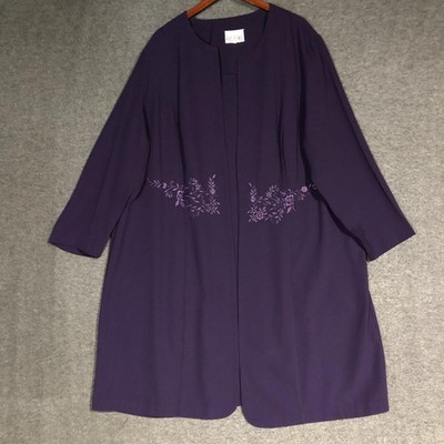 Kari's Korner Open Front Jacket Womens XL Purple Floral Formal Wedding Office