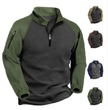 Men's Quarter Zip Fleece Pullover Sweatshirt Mock Neck Warm Sweater Long sleeve