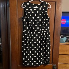 Adrianna Papell Black and White Polka Dot Midi Dress