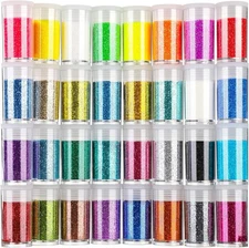 Fine Glitter, 32 Jars, Each 8g GlitterAssorted Set for Color Arts, Craft, Makeup