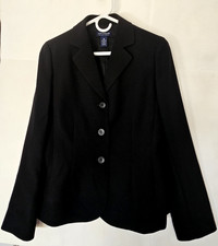 ANN TAYLOR BLACK NOTCHED ONE BUTTON SEASONLESS BLACK BLAZER JACKET SZ 4P