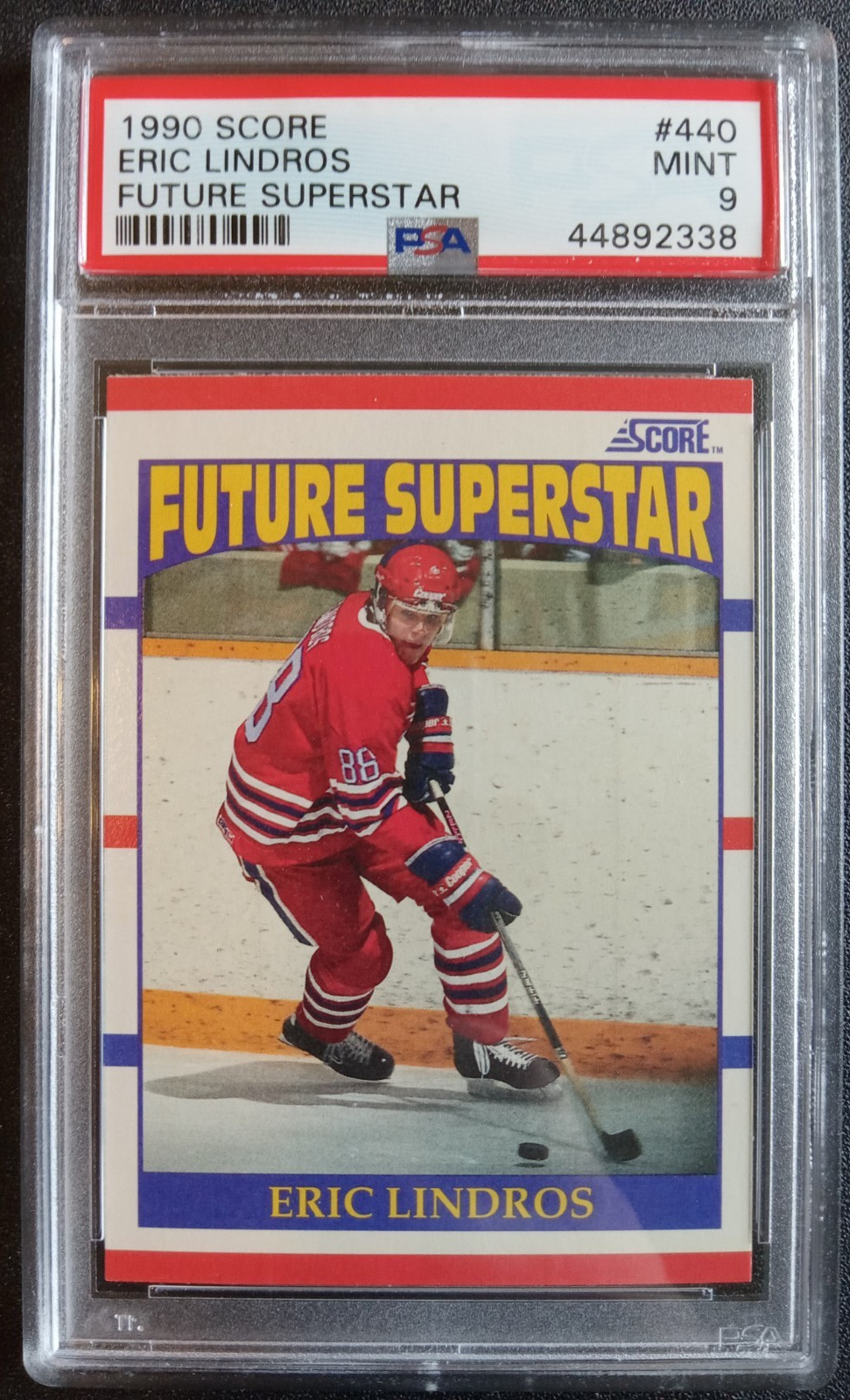 1990-91 Score #440 Eric Lindros Rookie RC PSA 9 Mint Philadelphia Flyers