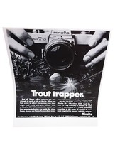 1971 Minolta SR-T 101 Camera Trout Trapper Fishing Original Vintage Print Ad