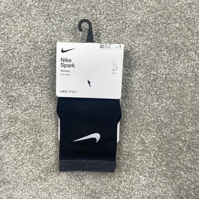 Nike Spark Running Lightweight Crew Socks Men 6 - 7.5 Black Dri FIT