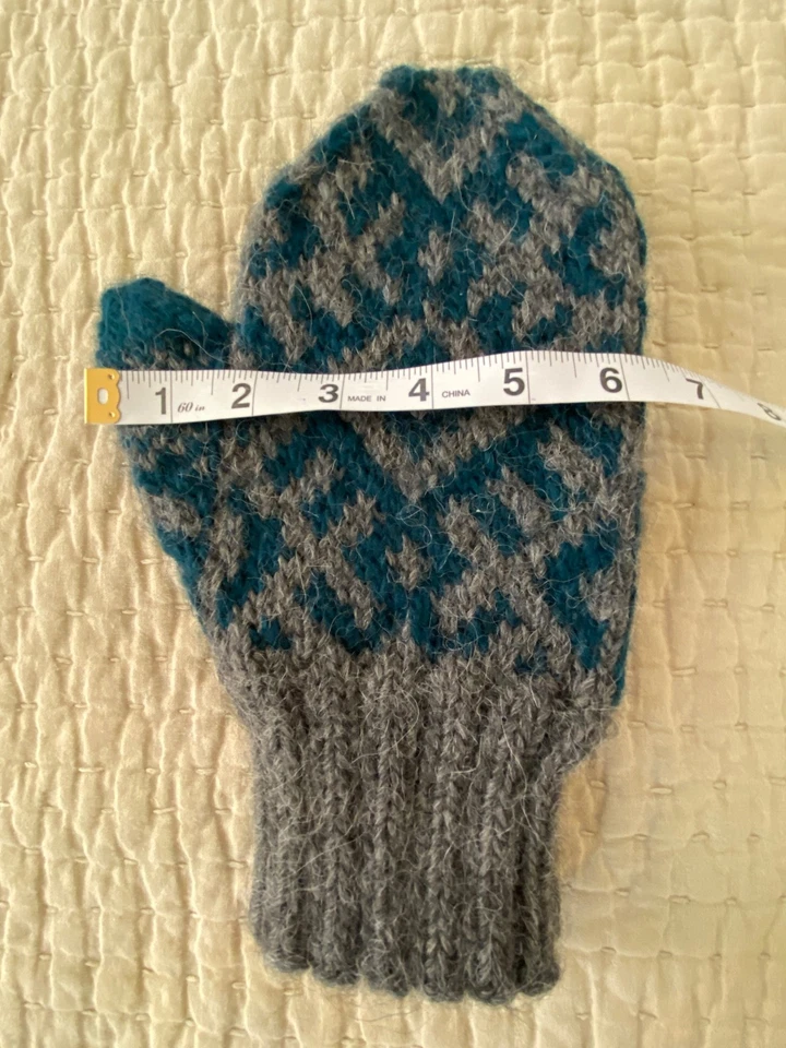 Mitones nórdicos cálidos 100 % lana Fair Isle gris azulado TALLA ÚNICA UNISEX núcleo de cabina Foto 4 de 4