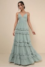Lulus Sage Green Ruffle Tiered Maxi Dress