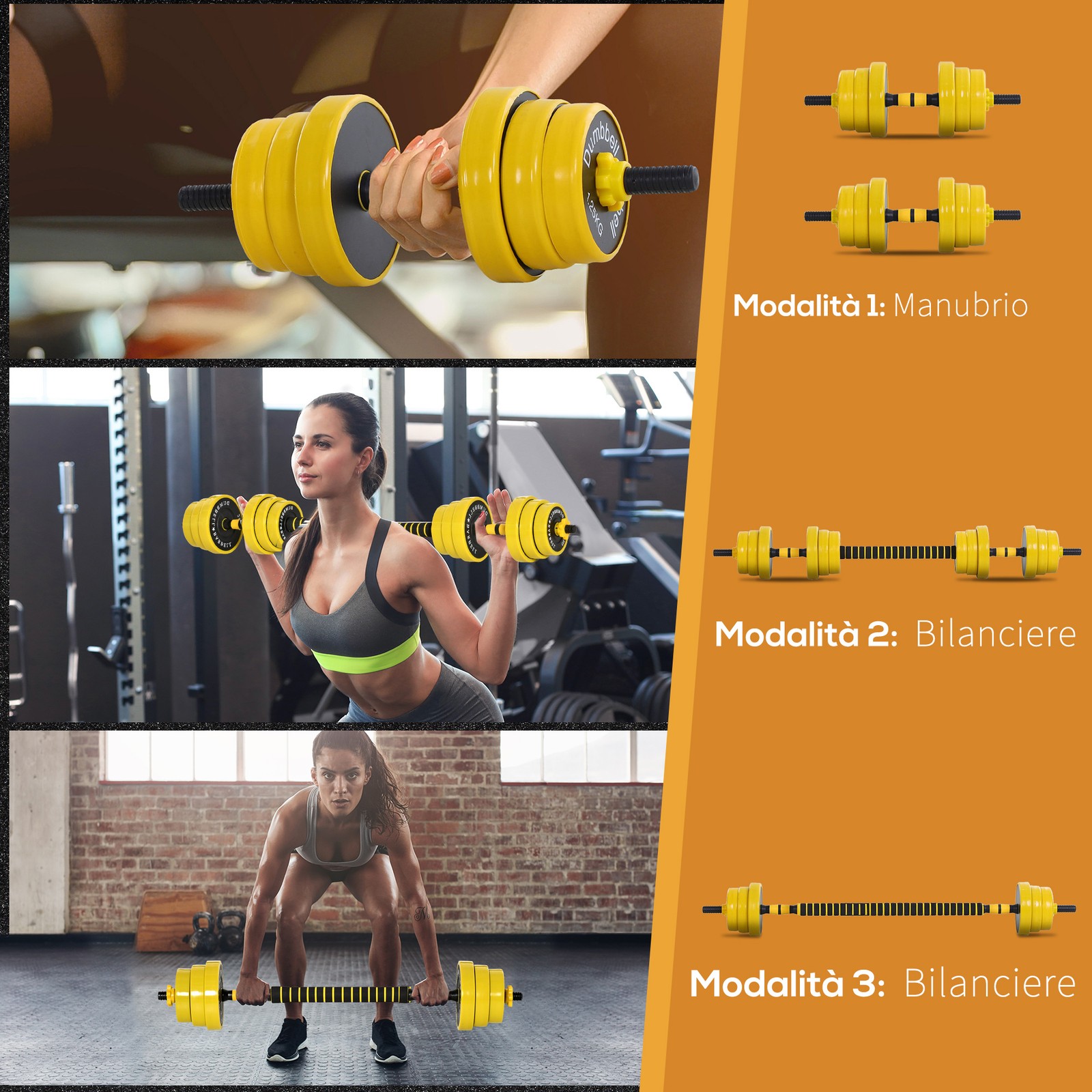 Set Manubri Regolabili 2 in 1 con Barra Bilanciere, Pesi Manubri Pesi con 12 Dis foto 5