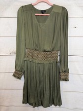 Current Air Dress Size SM Olive Green Long Sleeves Rouched Waist