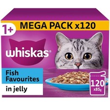 120 x 85g Whiskas 1+ Mixed Menu Mixed Adult Wet Cat Food Pouches in Jelly 4.86 per kilo