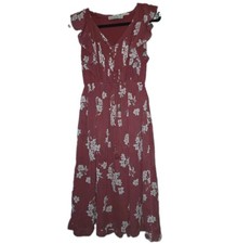 Abercrombie & Fitch Floral Ruffle Midi Dress Small Boho Flowy Cottagecore Charm