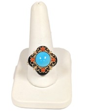 14K Gold Ring w/Multi-Colored Imitation Stones, Size 10