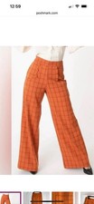 Unique Vintage Windowpane High waist 1940 s Pants Sz Xs Orange Plaid