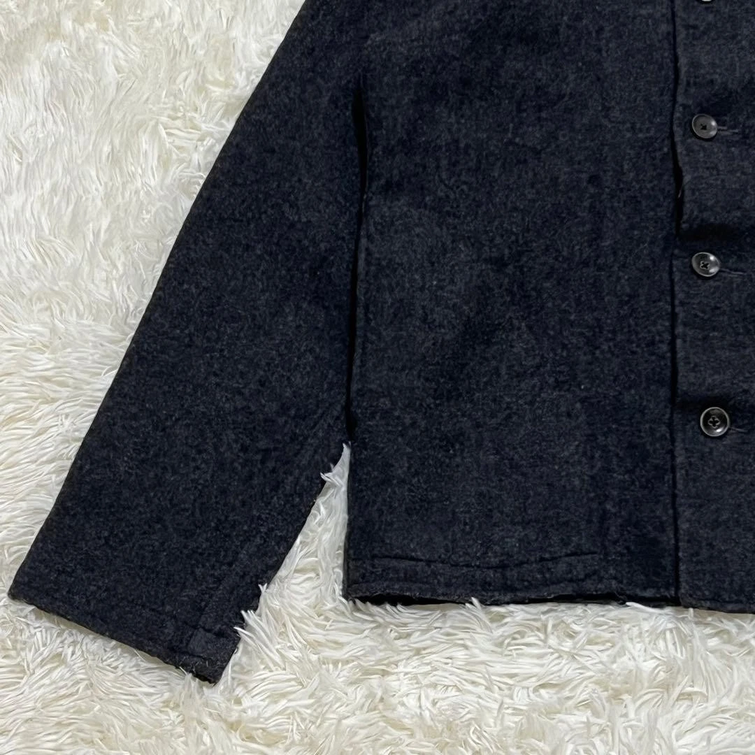 45rpm Charcoal Wool Mock Neck Collarless Jacket Embroidered Japan Size 3 image 5