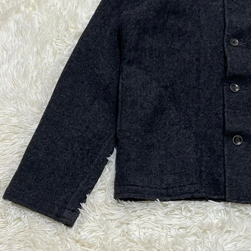 45rpm Charcoal Wool Mock Neck Collarless Jacket Embroidered Japan Size 3 image 5
