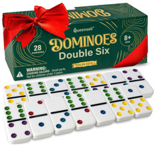 Large Double 6 Dominoes Set 28 Tiles Colored Dots Classic Board Game for Kids an