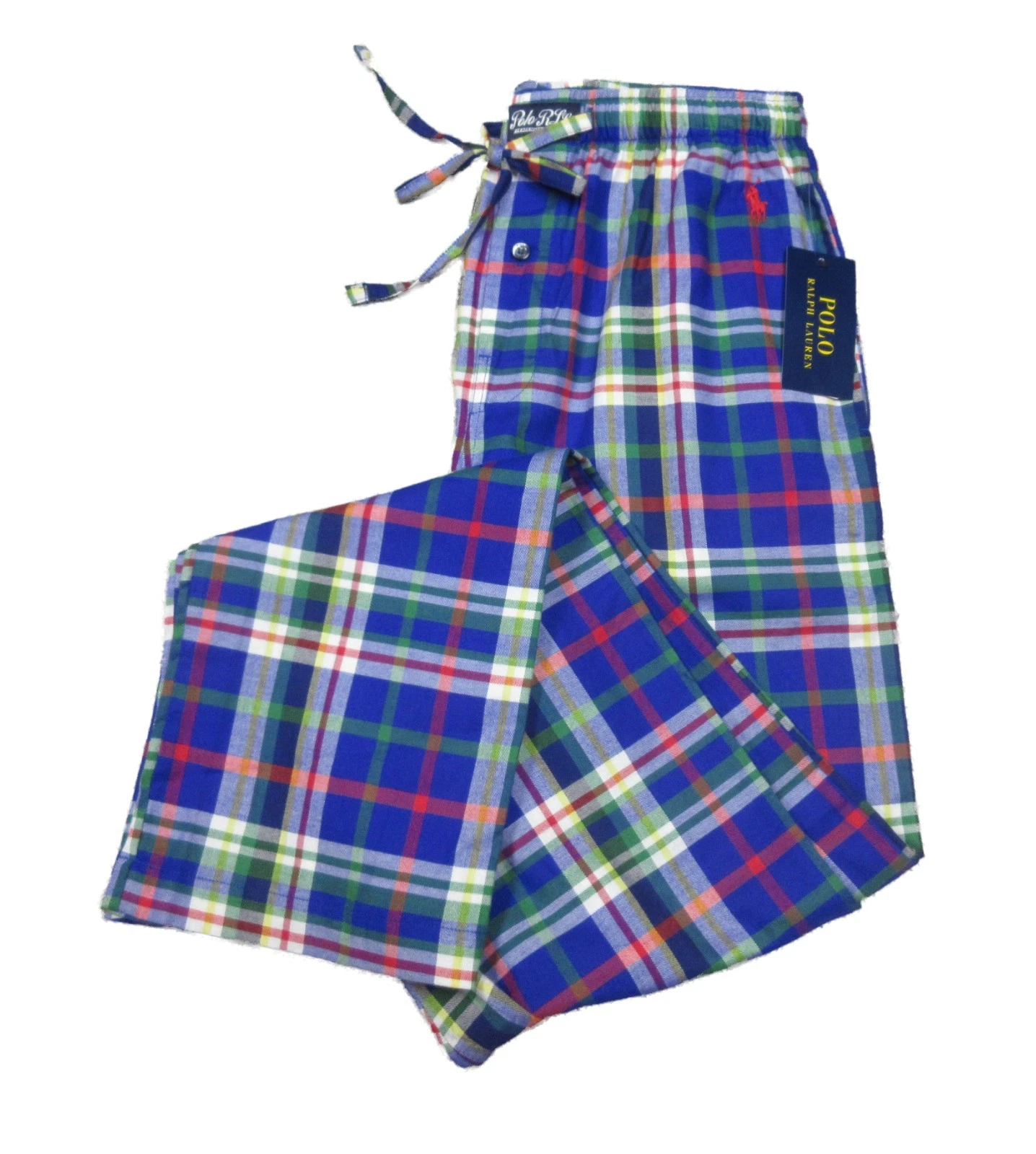 Polo Ralph Lauren Men's Blue Multi Plaid Cotton Sleep Lounge Pants