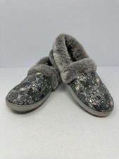 Skechers Bobs Memory Foam Fur Lined Cat Print Cozy Slippers Women's Sz 7