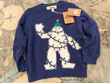 Mini Boden Fun Logo Sweater - College Navy Blue Yeti Sz 3-4 Years NWT