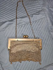 Antique Mini German Silver Chain Mail Mesh Coin Purse Finger Ring Kiss Clasp