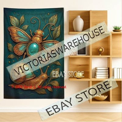 Ethereal snail wall tapestry steampunk art creature decor 39X59 in
