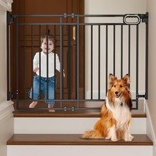 Grownsy No Bottom Bar Baby Gate for Stairs, Adjustable Width 29.8 to 43.5 ...