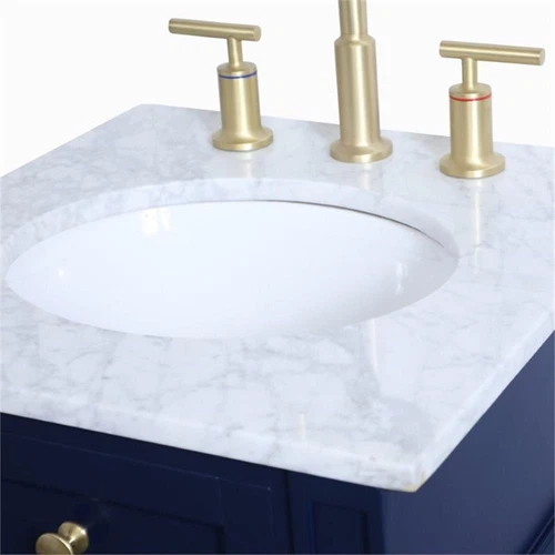 Elegant Decor Williams 18" Single Marble Top Bathroom Vanity in Blue - Picture 11 of 16