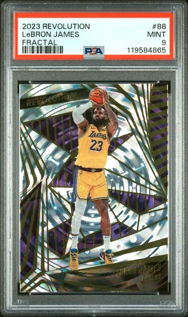 PSA 9 MINT 2023 PANINI REVOLUTION #88 LeBRON JAMES FRACTAL Basketball Card