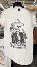 Dia De Los Muertos Skeleton Sombrero Agave Tequila Tacos Graphic T-Shirt White