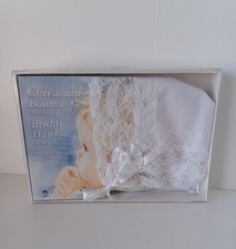 Christening Baptism Bonnet Baby White Lace Not Used But Opened Collectible