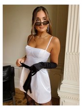 DANIELLE BERNSTEIN Womens White Spaghetti Strap Fit + Flare Dress 0