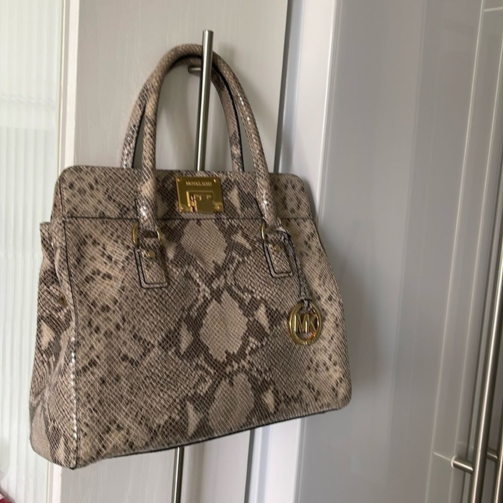 Michael Kors Python Hamilton Crossbody Satchel To… - image 2