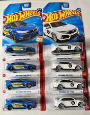 HOT WHEELS 2025 123 BLUE 2026 11 WHITE 2018 HONDA CIVIC TYPE R LOT OF 8