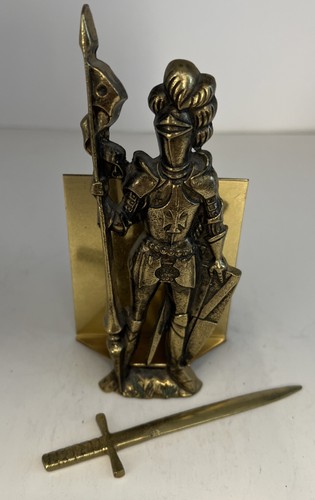 VTG Peerage Brass Medieval Crusader Knight Letter Holder W/ Opener Figurine HTF - Picture 7 of 11