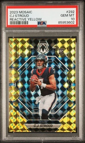 2023 PANINI MOSAIC 292 CJ STROUD REACTIVE YELLOW PSA 10