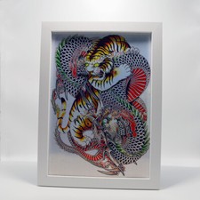 Dragon VS Tiger Japan Tattoo Art Poster Home Decor Sticker Vintage Wall Painting