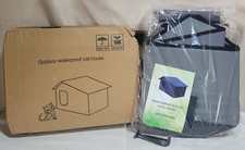 Outdoor Cat House Weatherproof Collapsible - Sleeping/Safety for Cats Grey/Multi