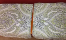 2 Southshore Fine Linens King Pillow Shams, Lime/Gray Paisley Pattern 35" x 20"