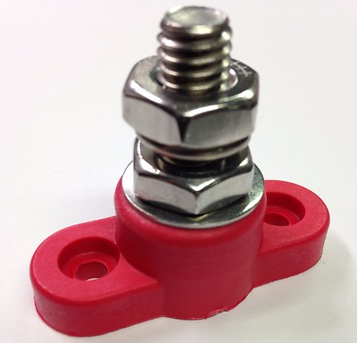 Red Junction Block Power Post Insulated Terminal Stud 3/8'' Stainless