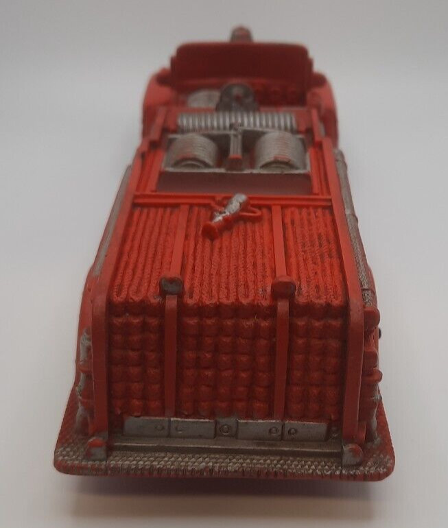 Auburn Rubber Fire Truck , Fireman Figure & Green Rescue Truck Vintage 1950's